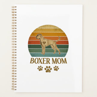 Maman Boxer Chien Rétro Coucher de soleil Empreint