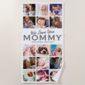 Maman Cadeau 15 Photo Collage Plage Serviette (Devant)