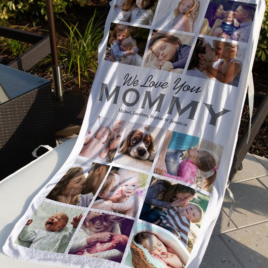 Maman Cadeau 15 Photo Collage Plage Serviette