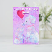 Maman Carte d'anniversaire Elephant Mère et bébé (Debout devant)