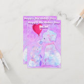 Maman Carte d'anniversaire Elephant Mère et bébé (Devant/Arrière en situation)