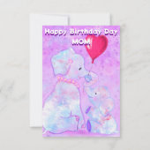 Maman Carte d'anniversaire Elephant Mère et bébé (Dos)