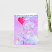 Maman Carte d'anniversaire mignonne éléphant bébé (Devant)