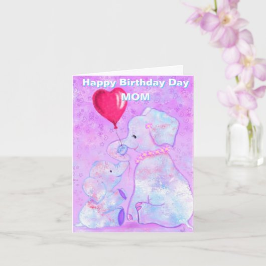 Maman Carte d'anniversaire mignonne éléphant bébé (Orchidée)