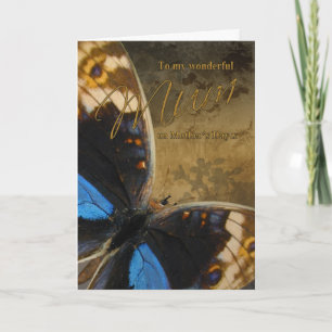 Maman, carte de fête des mères avec papillons