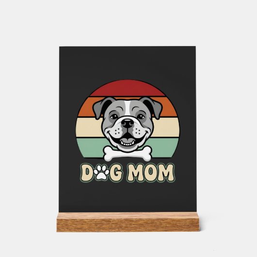 Maman Chien Rétro Bulldog Vectoriel (Recto)