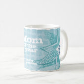 Maman de l'année photo étoiles glace bleu mug (Devant droit)