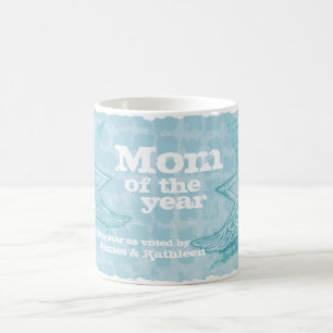 Maman de l'année photo étoiles glace bleu mug