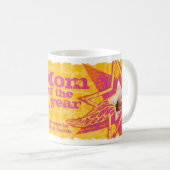 Maman de l'année photo étoiles jaune rose mug (Devant droit)