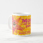 Maman de l'année photo étoiles jaune rose mug (Devant gauche)