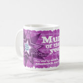 Maman de l'année photo étoiles violet clair mug (Devant gauche)
