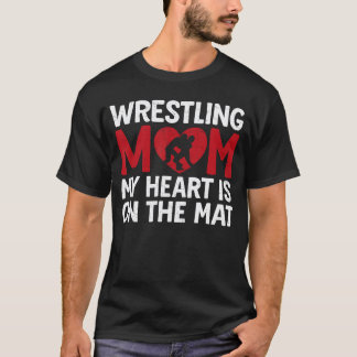 Maman de lutteur Mon cœur est sur ce t-shirt de lu