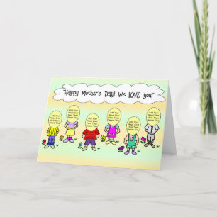 Maman de nous les enfants carte de vœux dessin ani