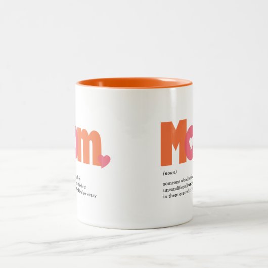 Maman Définition Mug à café à deux tons orange/ros (Centre)