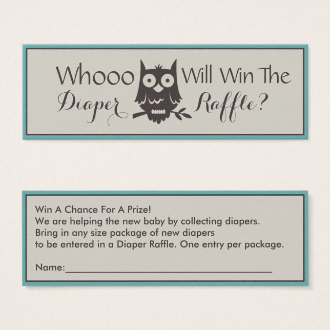 Maman doit être Baby shower Chouette Raffle (Devant & derrière)