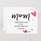 Maman, Elégante carte de fête des mères aux coeurs (Devant / Derrière)