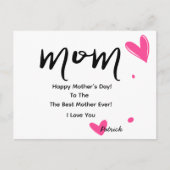 Maman, Elégante carte de fête des mères aux coeurs (Devant)