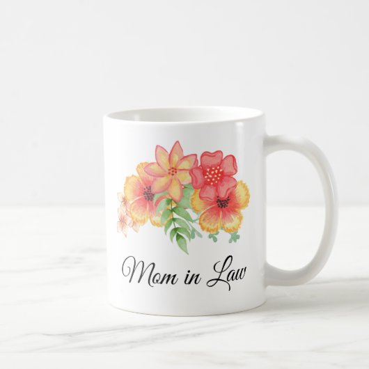 Maman en droit Bouquet floral Mug personnalisé (Droite)