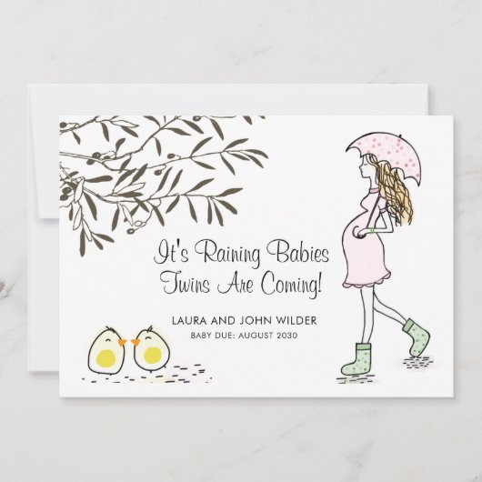 Maman enceinte Grossesse Faire-part jumeaux (Devant)