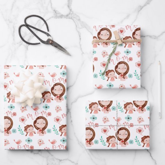 Maman Envelopper le papier feuille plat ensemble d (Recto)