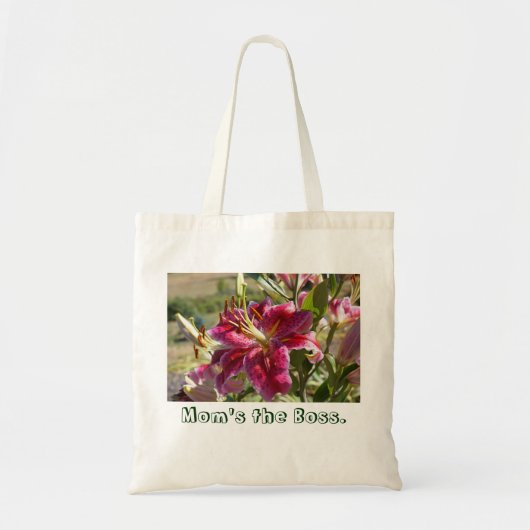 Maman est le Boss Sacs fourre-tout Pink Lily Flowe (Devant)