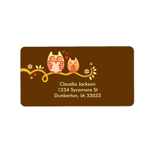 Maman et Baby Owl Étiquette personnalisé (Devant)