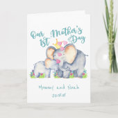 Maman et bébé éléphant Carte de 1er jour de la fêt (Devant)