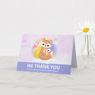 Maman et bébé Fox pourpre Carte de remerciements