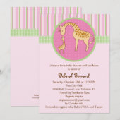 Maman et bébé Girafe Baby Girl Shower Invitation (Devant / Derrière)