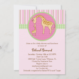 Maman et bébé Girafe Baby Girl Shower Invitation