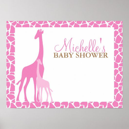 Maman et bébé Giraffe Baby shower Affiche de bienv (Devant)
