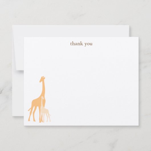 Maman et bébé Giraffe Flat Merci Cartes (Devant)