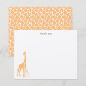 Maman et bébé Giraffe Flat Merci Cartes (Devant / Derrière)