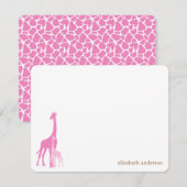 Maman et bébé Giraffe Flat Merci Cartes (Devant / Derrière)