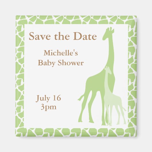 Maman et bébé Giraffe Magnet Réservez la date (Devant)