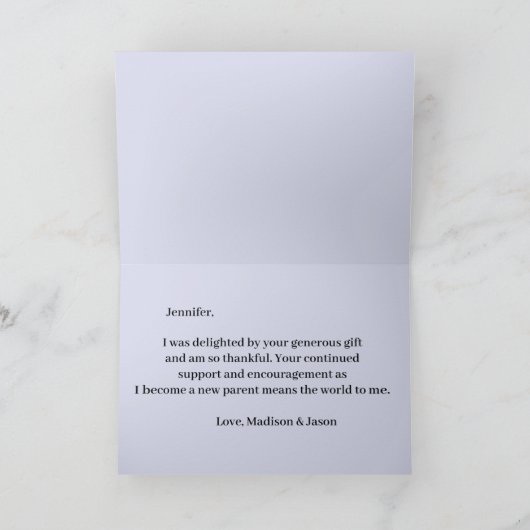 Maman et bébé Giraffe Purple Carte de remerciement (Intérieur)