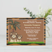 Maman et bébé Lion Baby Shower Invitations (Debout devant)