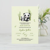 Maman et bébé Panda Ours Baby shower Invitation (Debout devant)