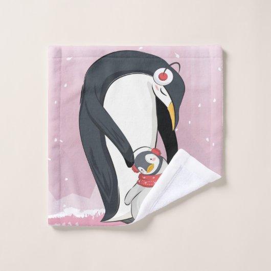 Maman Et Bébé Penguin | Cadeaux Pour Bébé (Gant de toilette)