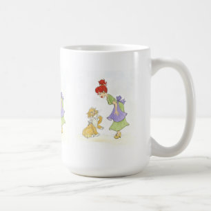 Maman et chat avec une souris en tasse en porcelai
