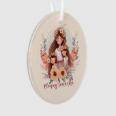 Maman et deux filles dans le cadre floral (devant)