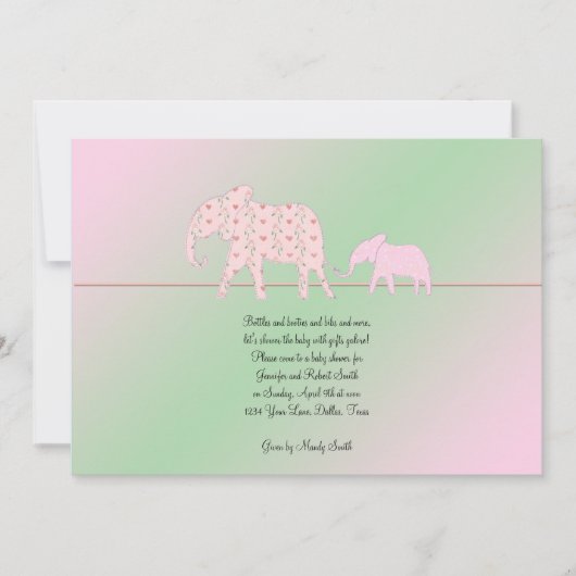 Maman et moi, bébé éléphant Invitation à la douche (Devant)