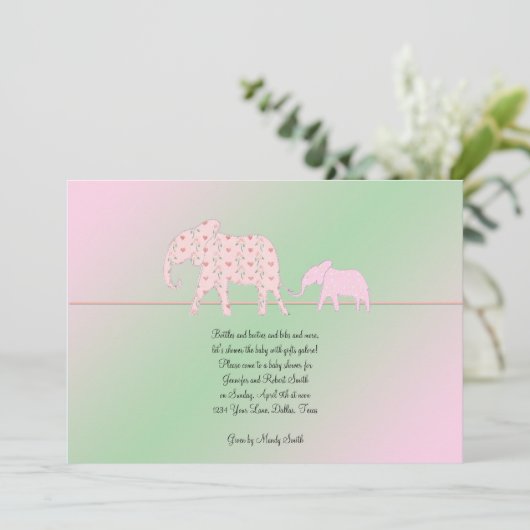 Maman et moi, bébé éléphant Invitation à la douche (Debout devant)