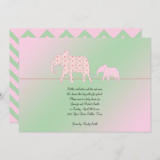 Maman et moi, bébé éléphant Invitation à la douche (Devant / Derrière)