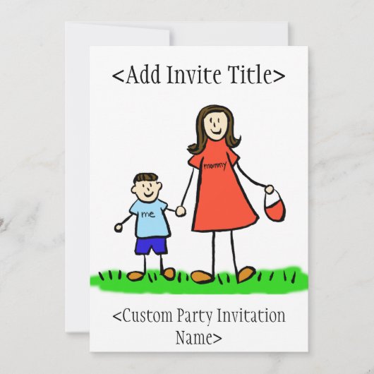 "Maman et moi" Boy Invitation ou Invitation (Brune (Devant)
