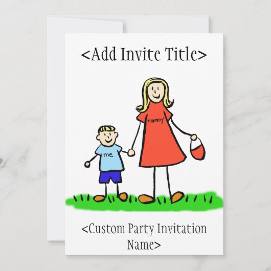 "Maman et moi" Boy Invitation ou Invitations (Blon (Devant)