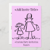 "Maman et moi" Petite fille Invitation ou Invitati (Devant / Derrière)