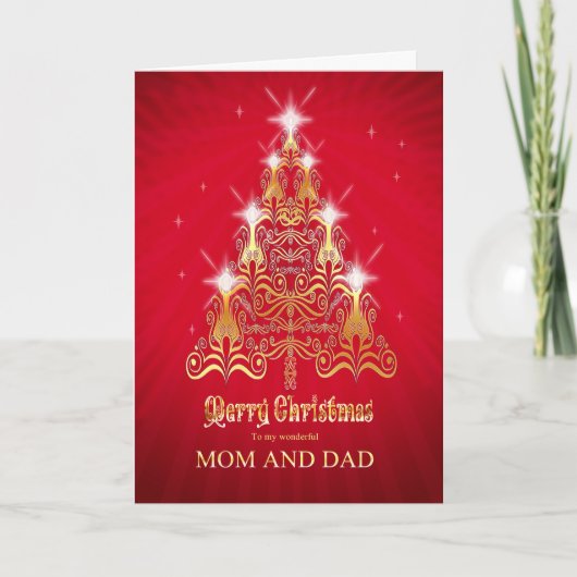 Maman et papa, carte de sapin de Noël (Devant)