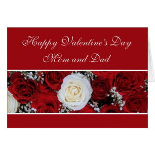 Maman et Papa Valentine's Day roses rouge et blanc