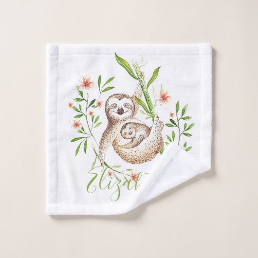 Maman et paresseux bébé (Gant de toilette)